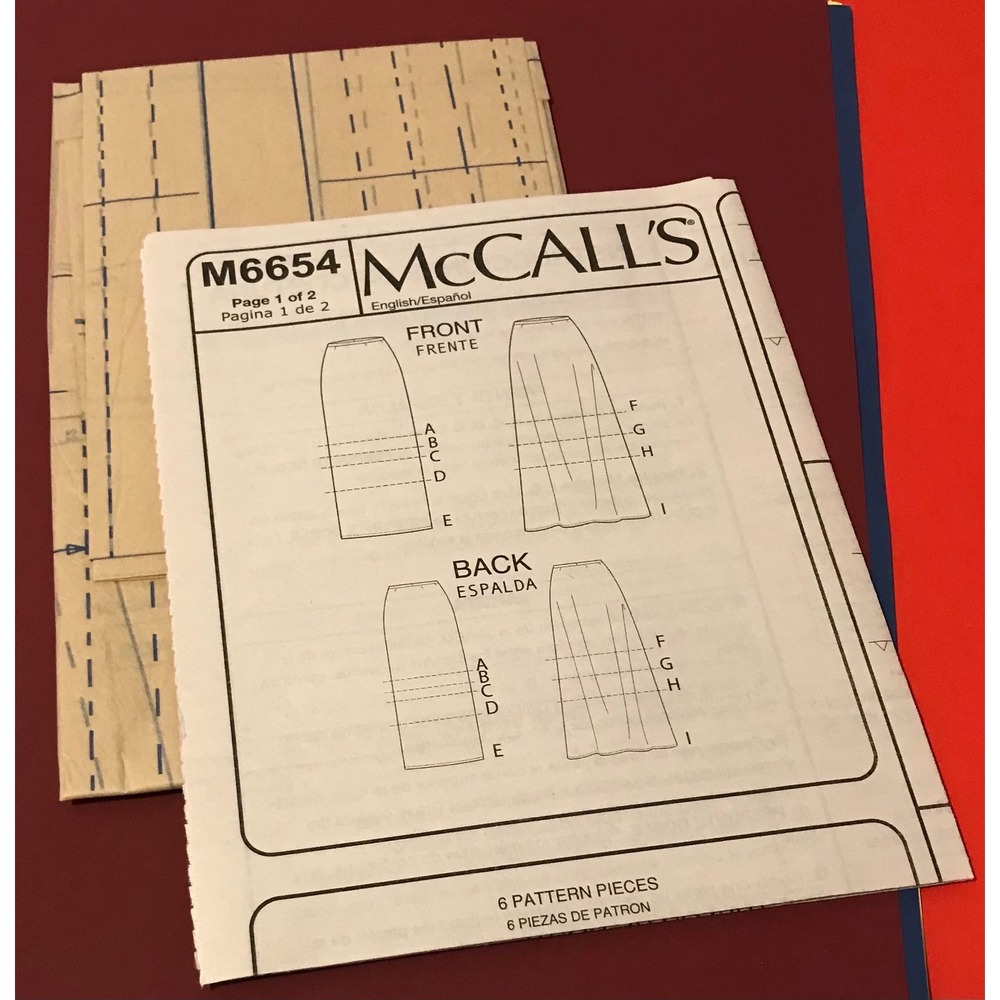 McCalls M6654 Sewing Pattern Easy Knits Skirts Pencil Maxi Size E5 14-22 Uncut - Picture 2 of 2